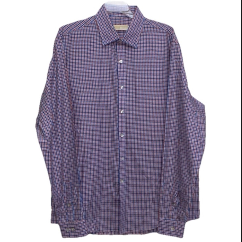 Michael Kors Blue and Red Casual Button Down Shirt